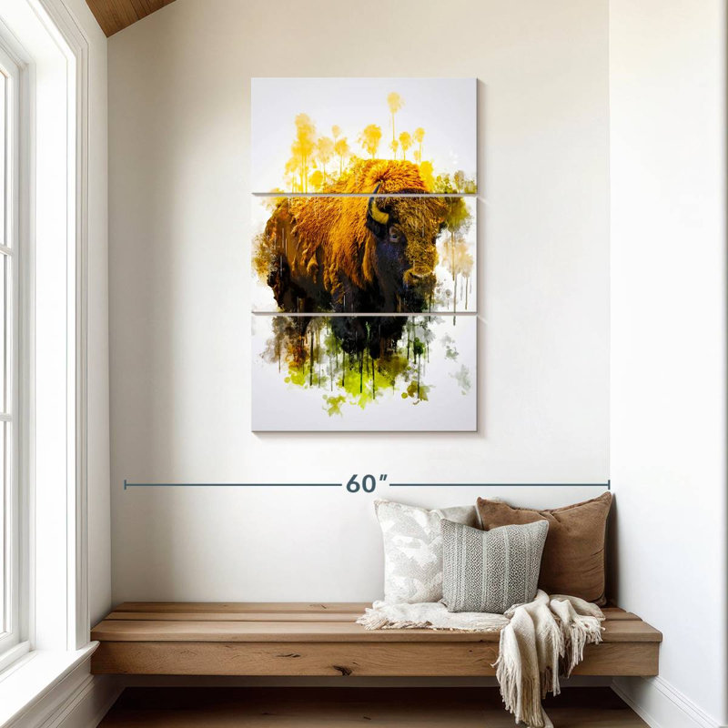 Bison coloré, H 45 po x l 28 po