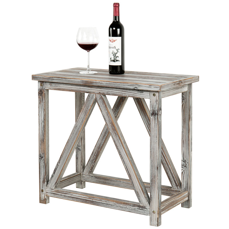 Torched Solid Wood Side Table