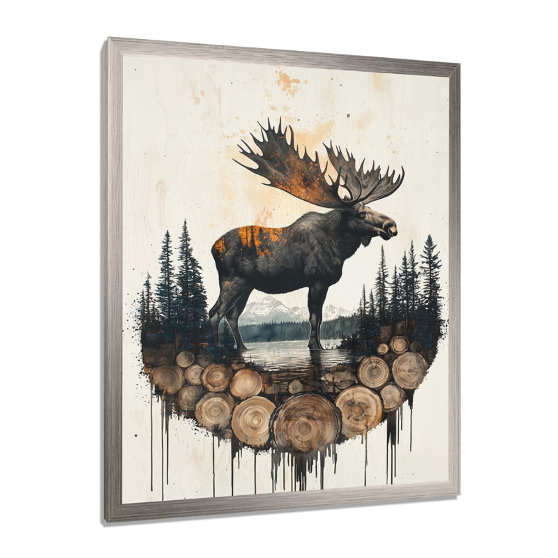 «Glennisha», reproductions d'art mural animaux, H 44 po x l 34 po, Picture Frame Print, Argent argent