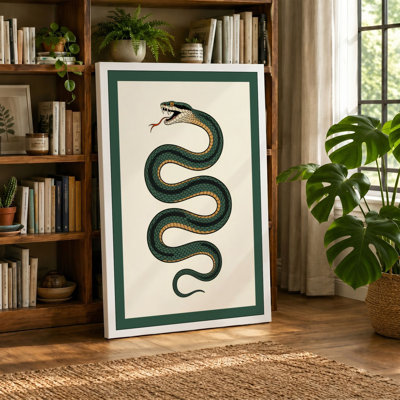 Snake in Profile Botanical - Wrapped Canvas