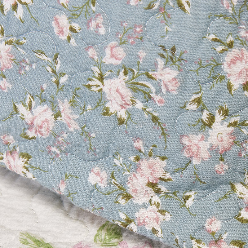 Ensemble de courtepointe multicolore réversible en coton patchwork, Courtepointe pour lit de jour + 4 pièces supplém, Bleu