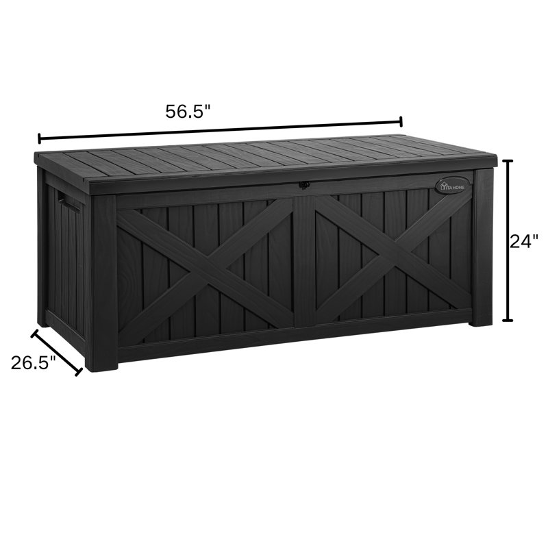 150 Gallons Water Resistant Deck Box-Black, Black