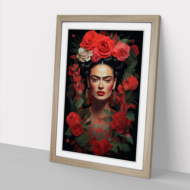 Frida Kahlo Digital - Framed Print, Oak Framed, 34cm H x 25cm W