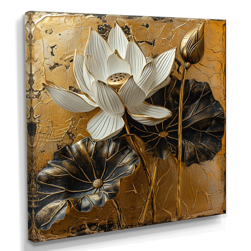 Boncelles - Lotus, art mural, Toile tendue, H 16 po x l 16 po