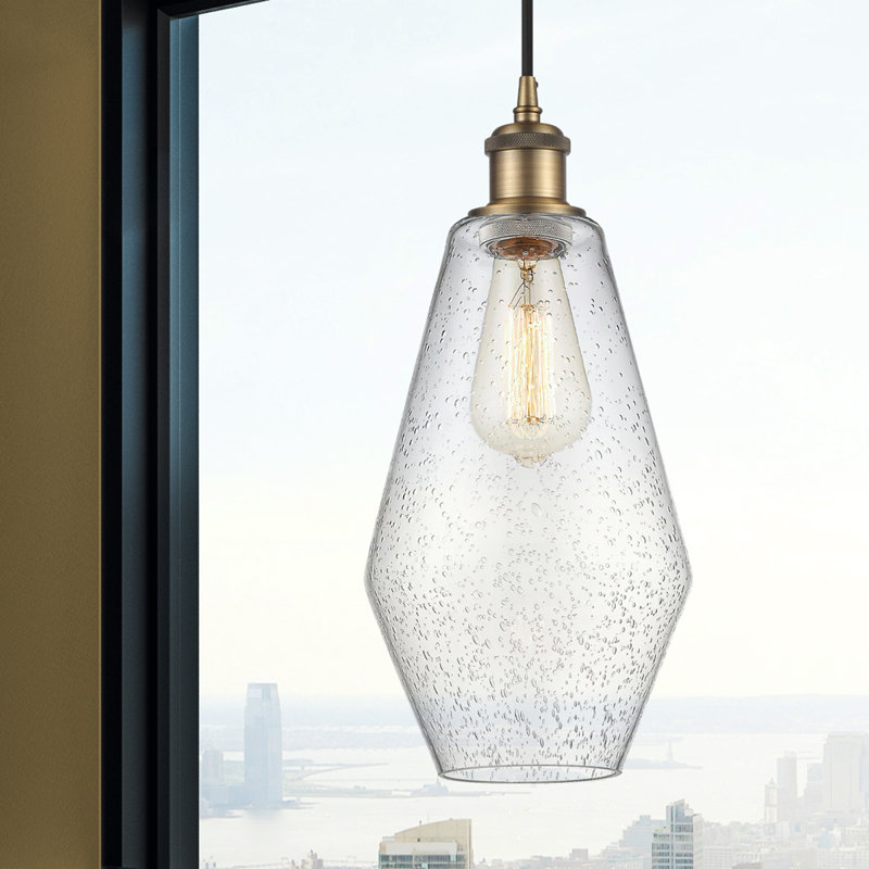 Luminaire suspendu simple à 1 lumière Gabbie, Laiton brossé