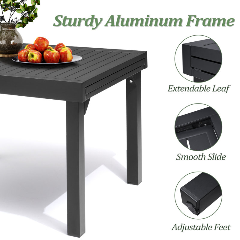 Warran 4 - 8 Person Extendable All-aluminum Rectangular Dining Table