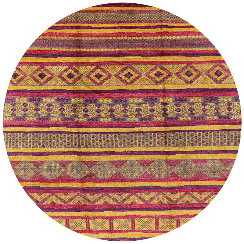 Tapis rose / jaune Minatare Southwestern, Rond 6 pi