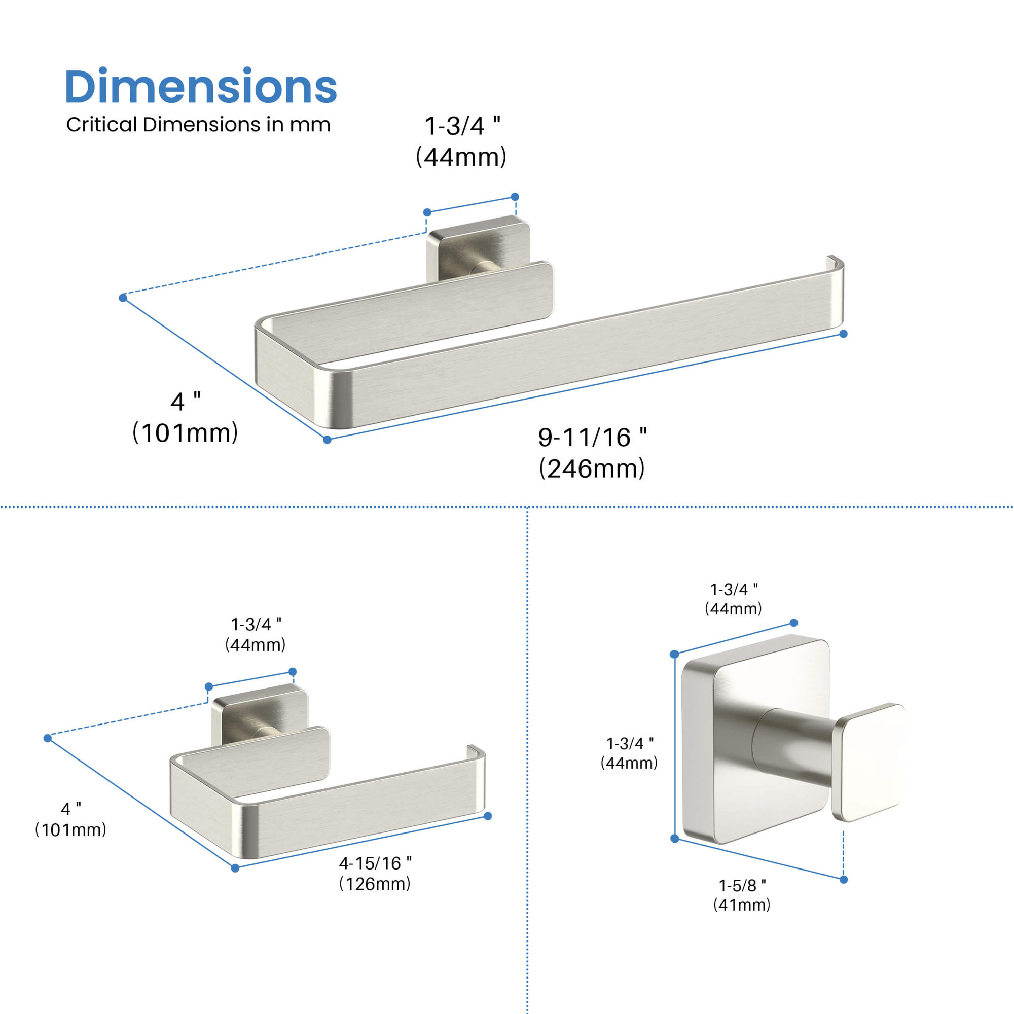 Blaze 4 - Piece Bathroom Hardware Set, Brushed Nickel