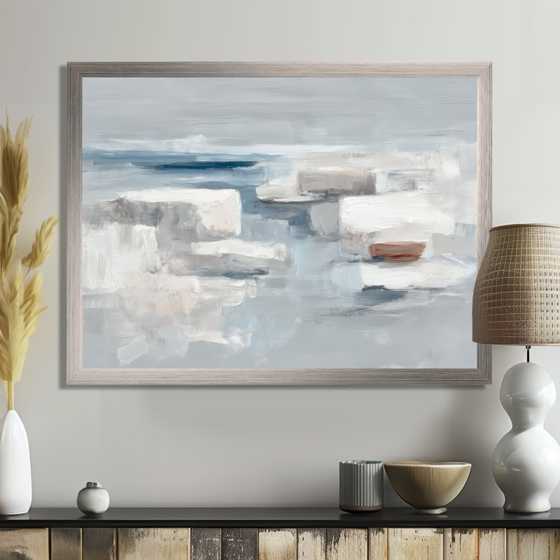"Gray Minimalisme Simple Shapes", reproduction d'art sur toile encadrée, "Abstract Shapes", H 12 po x l 20 po, Argent argent