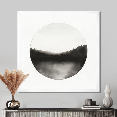 White Black Circle of Stillness I - Abstract Minimalism Picture Framed Wall Art