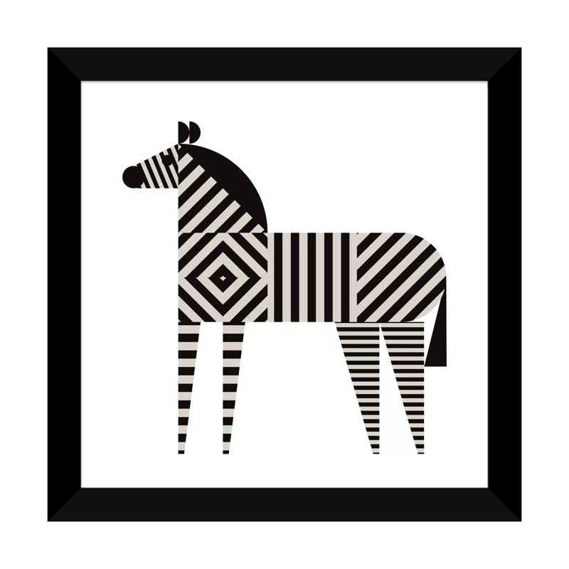 Décoration murale zèbre à rayures pour enfants, H 16 po x l 16 po x p 1 po, Papier encadré noir