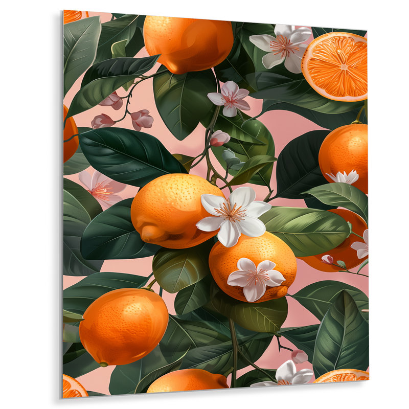 «Orange Green Orange Trees I», reproduction d'art murale, Sans cadre, métal, H 32 po x l 24 po x P 1 po