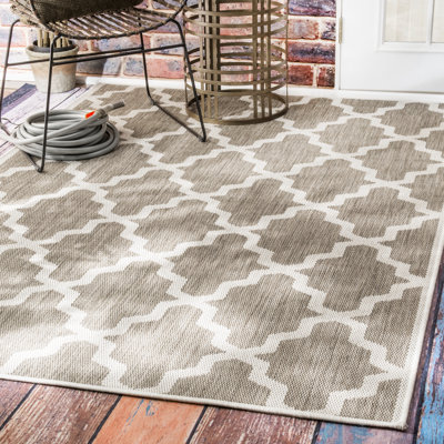 Sidell Geometric Taupe Indoor / Outdoor Area Rug