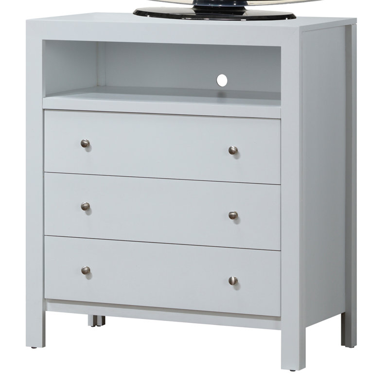 Commode média 3 tiroirs Burlington, blanc, Blanc