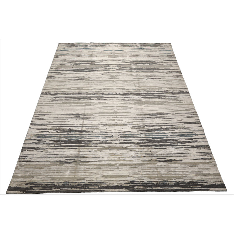 Tapis ivoire moderne noué à la main 9 x 12