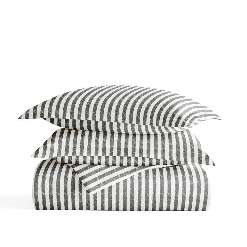 Becky Cameron Distressed Rugged Stripe Duvet Cover Set, Twin/TwinXL Duvet Cover + 1 Standard Sham, Gray