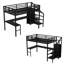 Lit mezzanine avec bureau en L et port USB, lit mezzanine avec garde-robe et tablette réglable pour les adolescents adultes-114221502-114221503