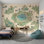 Illustration tropicale de la carte du lagon, illustration murale pastel amovible