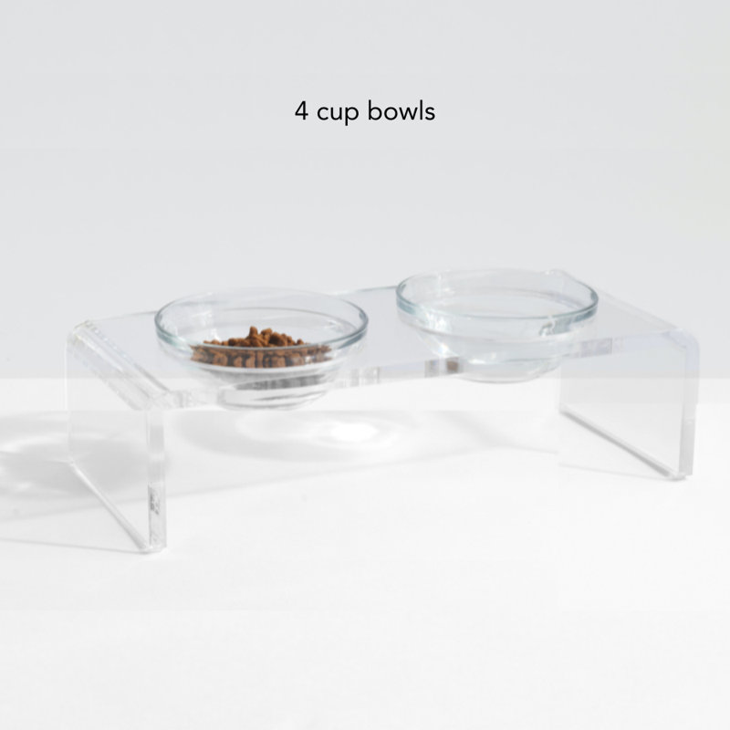 Glass Bowl Clear Elevated Feeder, 4 Cups