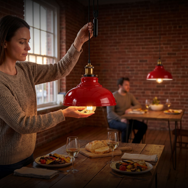 3 - Light Dome Pendant, Red