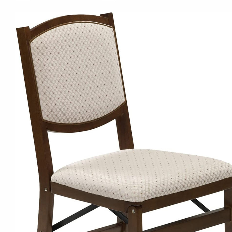Brown Upholstered Wood Folding Dining Chair Set of 2