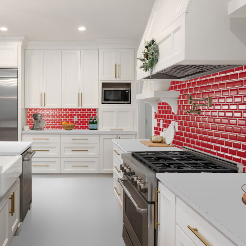 Torch Song 2'' W x 4'' L Glass Tile Mosaic Sheet, Red