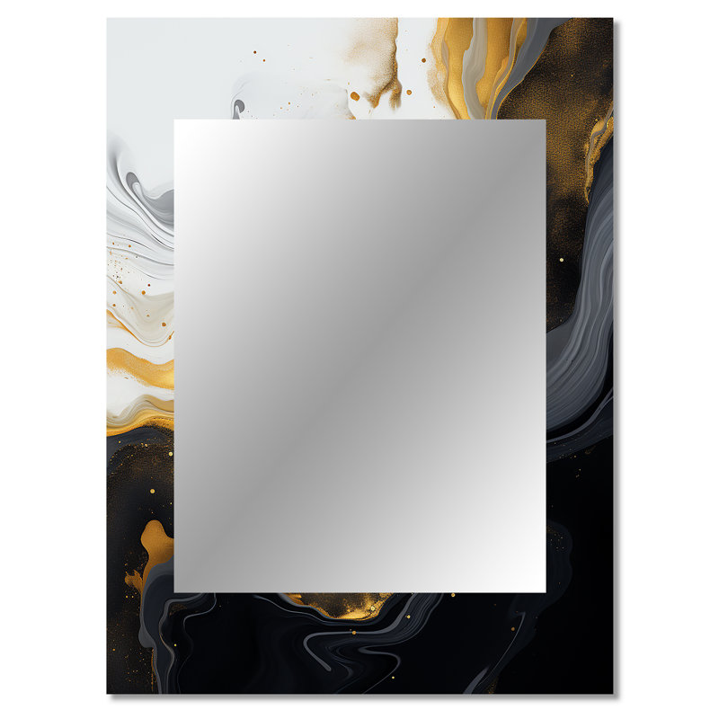 Gold and black Marble Essence III - Marble Unique Wall Mirror Decor, Modern Large Mirror, Printed Metal Art, 40" x 30"