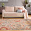Tapis floral ivoire, orange et gris 4 pi x 6 pi résistant aux taches