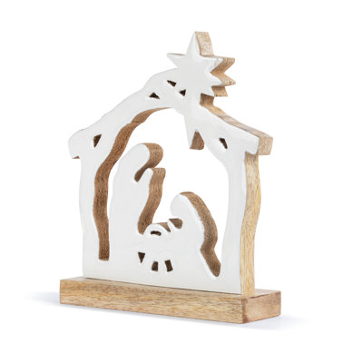 Wood Enamel Cutout Nativity Scene - 6.5X8in