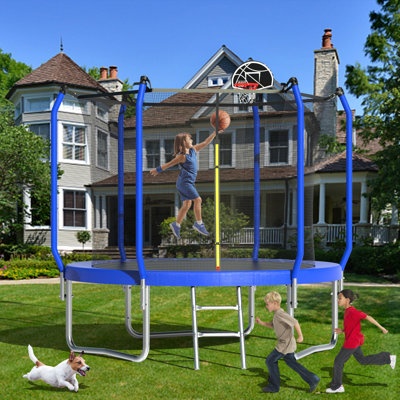 Trampoline de cour moderne de 10 pi avec enceinte sécuritaire Modern Luxury Furniture