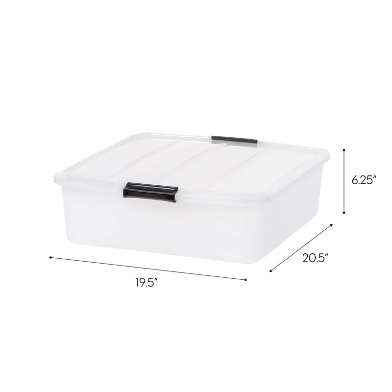 33 Quart Storage Container Box With Lid, 3-Pack, Stackable Under Bed Storage Organizer Bin With Latching Buckles, Clear