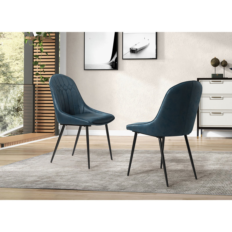Chaise d'appoint rembourrée Asiel, Bleu marine