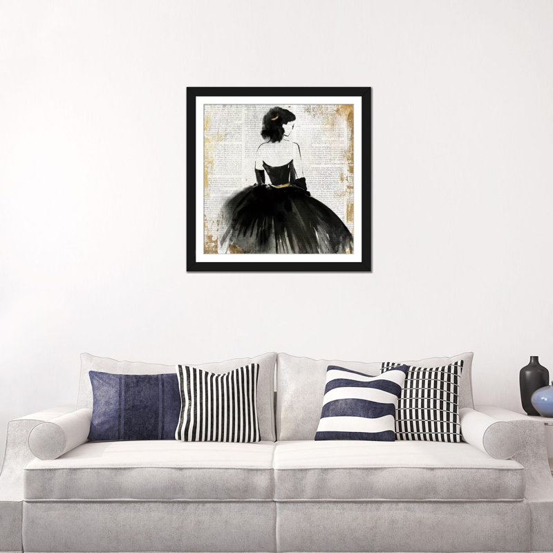 «Lady», reproduction d'impression sur toile, H 16 po x l 16 po x P 1 po, Papier d'art encadré noir, Blanc