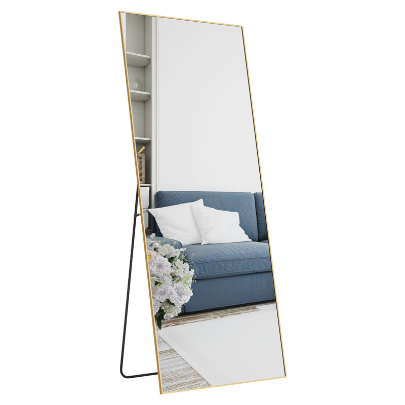 Miroir pleine grandeur en métal, Doré, 64 po x 21 po