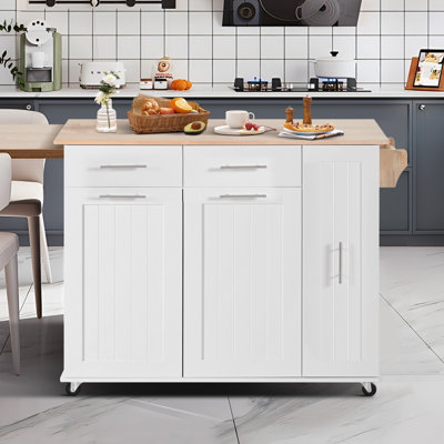 46" W Wood Kitchen Island with Drop Leaf by Lark Manor
