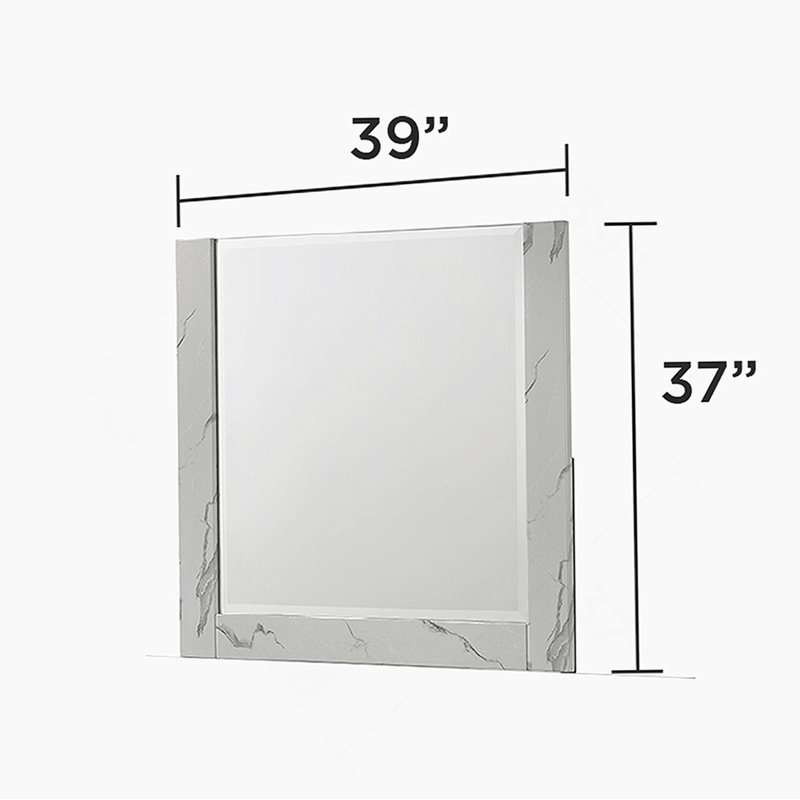 Mist Mirror – Two-Tone High-Gloss Marble & Lacquer Frame With Oversized Reflective Surface(INCLUDES MIRROR ONLY)