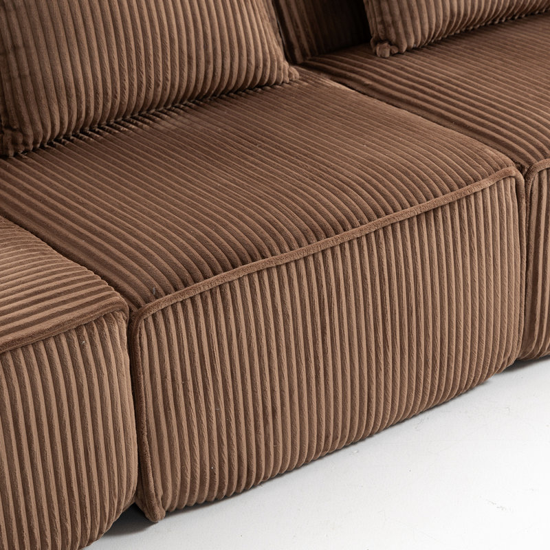 Compression à 3 places pour plusieurs personnes en brun avec velours côtelé luxueux, siège moelleux, look compact tout compact, sans assemblage, pour les principaux espaces de vie Tissu en velours côtelé, sièges, espaces primaires modernes