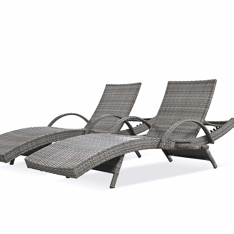 Ensemble de chaises longues d'extérieur en osier de 80 po, ensemble de 2 chaises de patio inclinables en rotin avec dossier inclinable et dossier ajustable