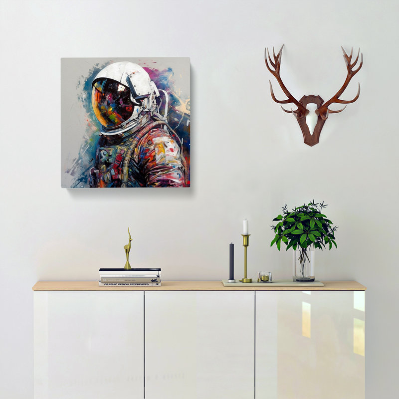 Astronaut Gestural Art No.1 - Wrapped Canvas, 50cm H x 50cm W x 3cm D