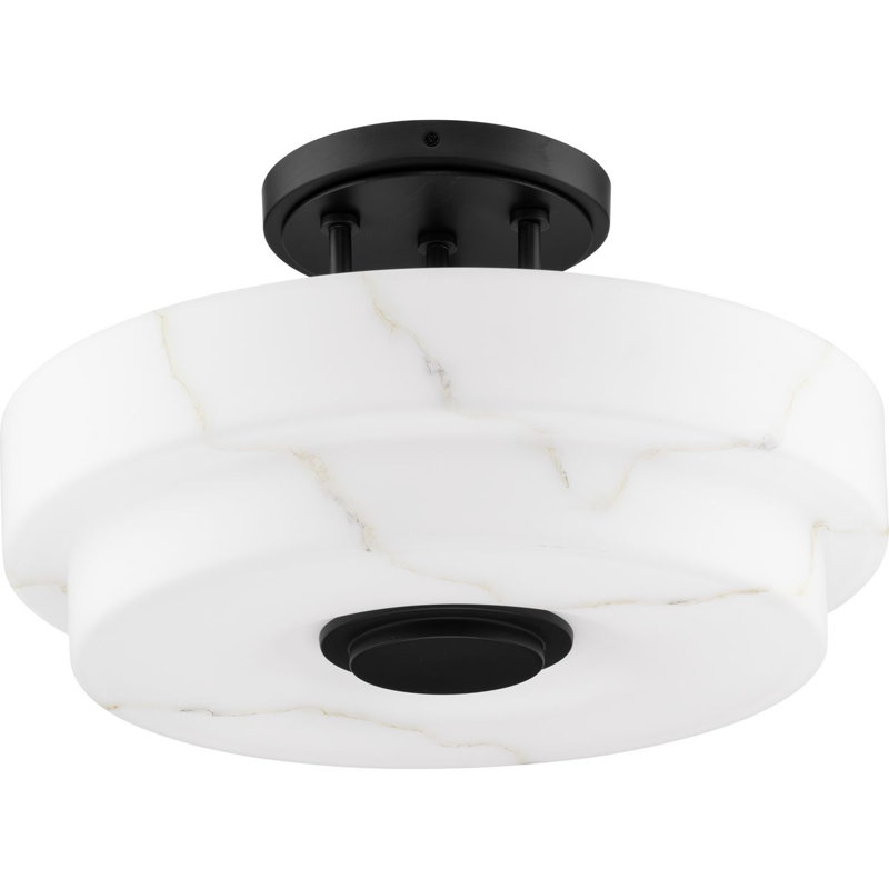 Plafonnier semi-encastré trois lumières de luxe moderne, Noir mat