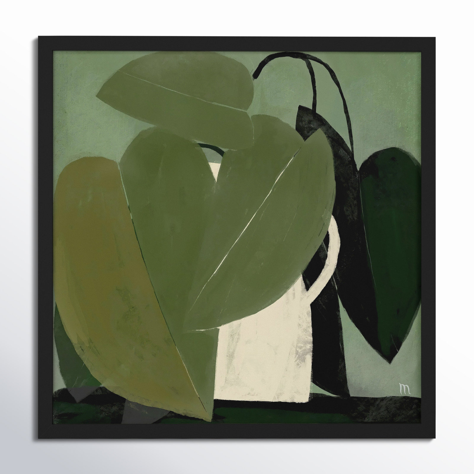 Green On Green by StudioM, Black, 16" H x 16" W x 1.25" D