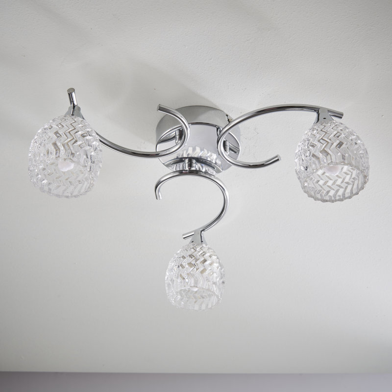 Minden Glass Semi Flush Mount, Chrome