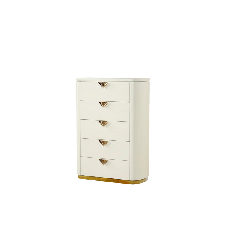 Modern Style 5-Drawer Chest Made With Open Top Mirror