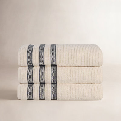 3-Piece Geometric Zero-Twist Cotton Towel Set