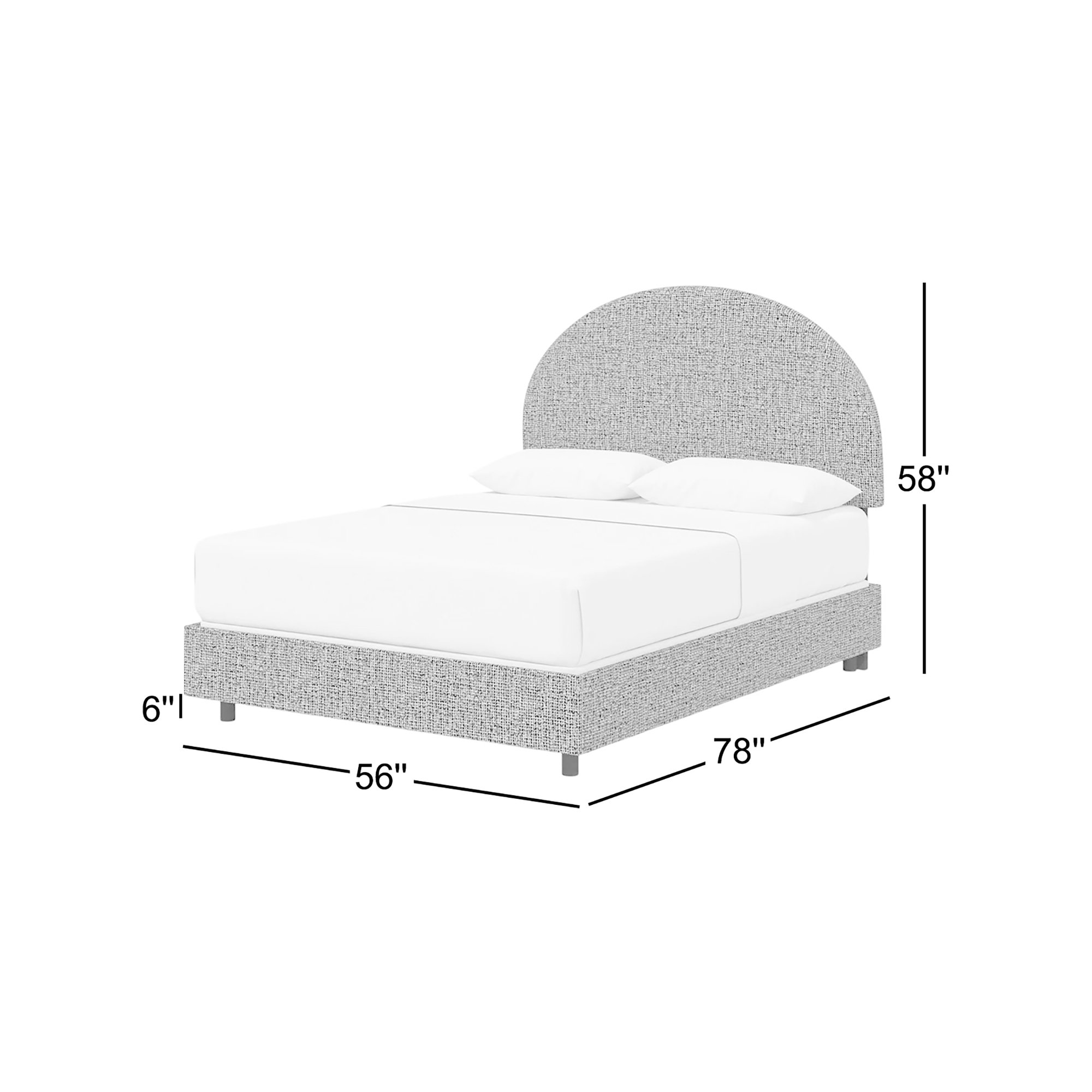 Aidy Upholstered Bed, Modern Pepper Tweed, Twin