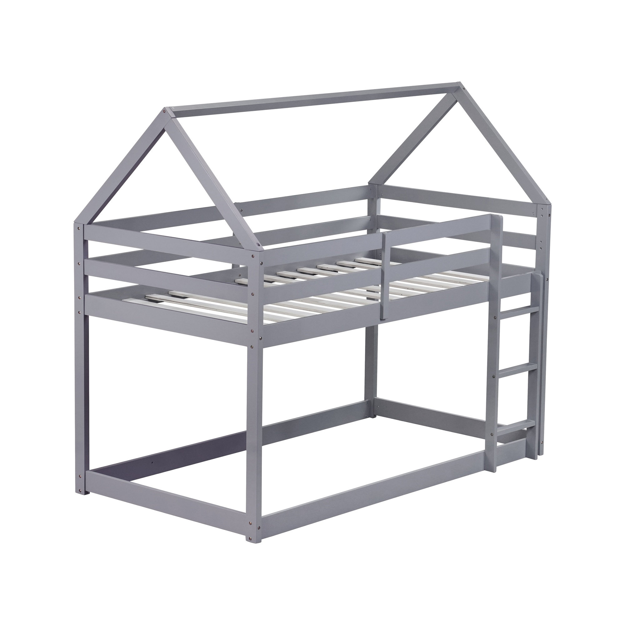 Harper Orchard Twin over Twin Rubber Wood Bunk Bed with Ladder ...