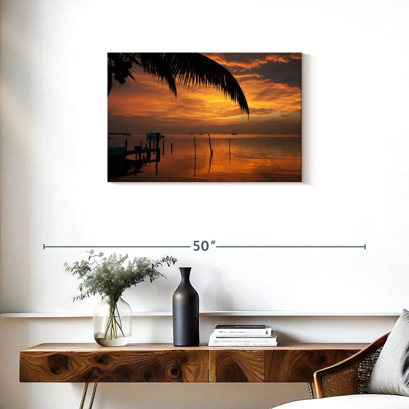 Coucher de soleil Gillard au Belize, H 20 po x l 30 po