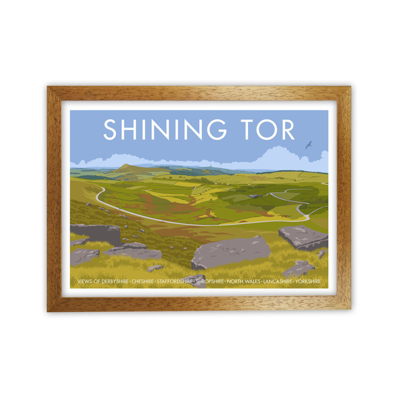Derbyshire Shining Tor by Stephen Millership - Print on Canvas, 64cm H x 88cm W x 3cm D, Brown Framed Paper