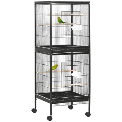 Braylynn 55" Steel Flat Top Floor Bird Cage with Wheels