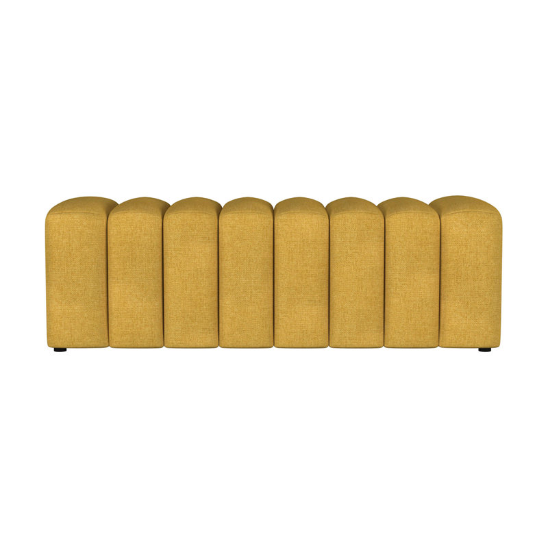 Banc d'appoint rembourré en tissu, Jaune moutarde